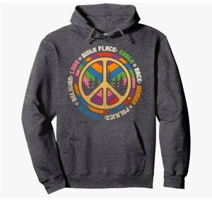 Gray Peace Symbol Hoodie